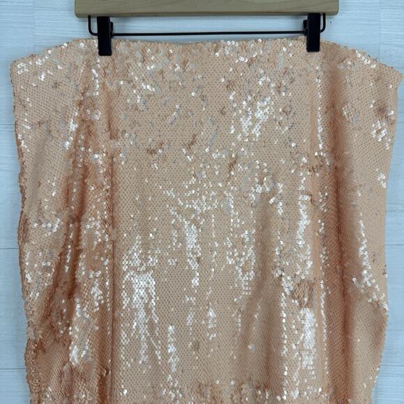 Eloquii Sequin Straight Pencil Skirt Plus Size 20 Peach Elastic Waist Party NEW - Picture 2 of 11